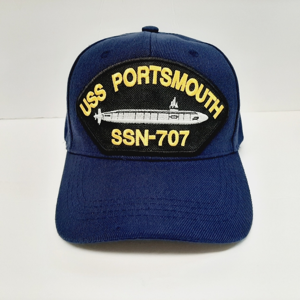USS Portsmouth SSN-707 Hat Cap Embroidered Patch Submarine Blue